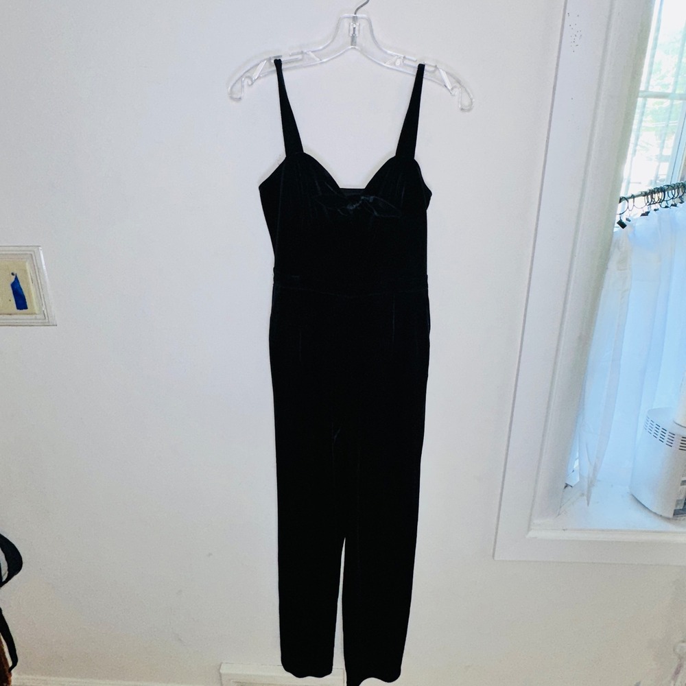 Abercrombie & Fitch Black Velvet Bow Front Jumpsuit Small Sleeveless Evening